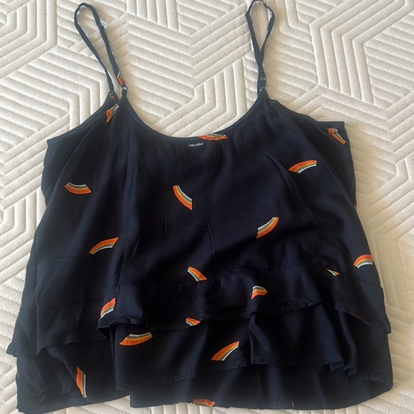 VOLCOM netflix Obx crop ruffle rainbow top - Picture 4 of 4